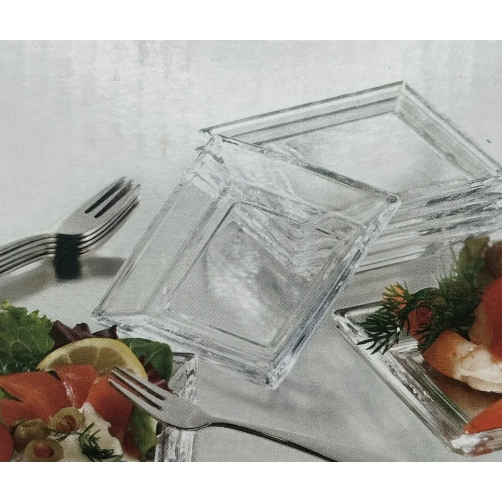 Fifth Avenue Crystal Lugano Taster Series 25 pc Set Square Glass Plates Forks